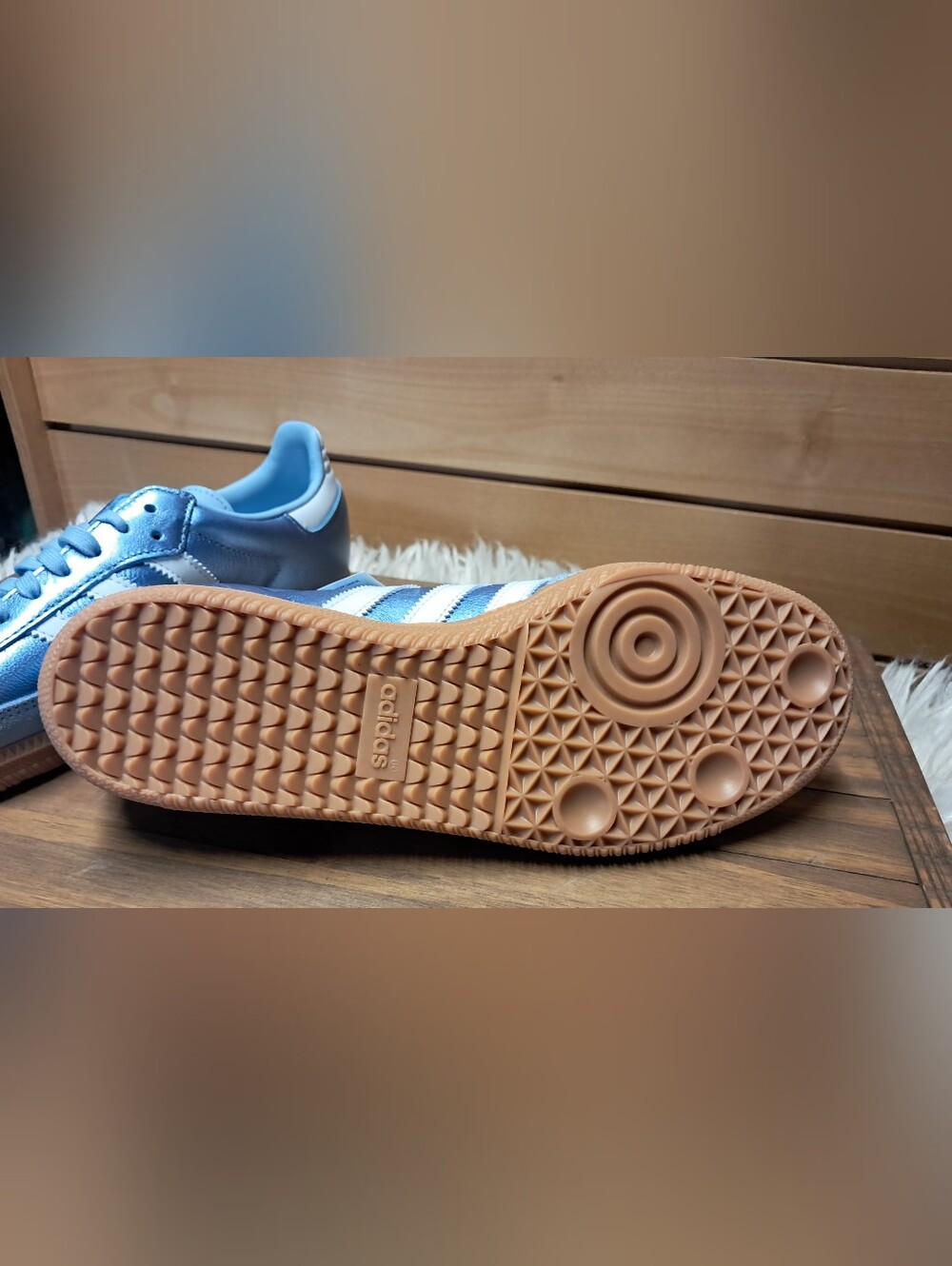 Title: Adidas Samba OG Metallic Clear Sky Light Blue White Gum Sneakers - NWT - Picture 8 of 9